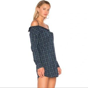 NWT Revolve Bailey 44 Anglin Off Shoulder Plaid Button Front Dress Size Small
